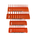 Hansen Metric and Fractional 3 Row Socket Tray Set for 1/4" and 3/8" Drive Sockets, Orange, 4 Pieces 92005